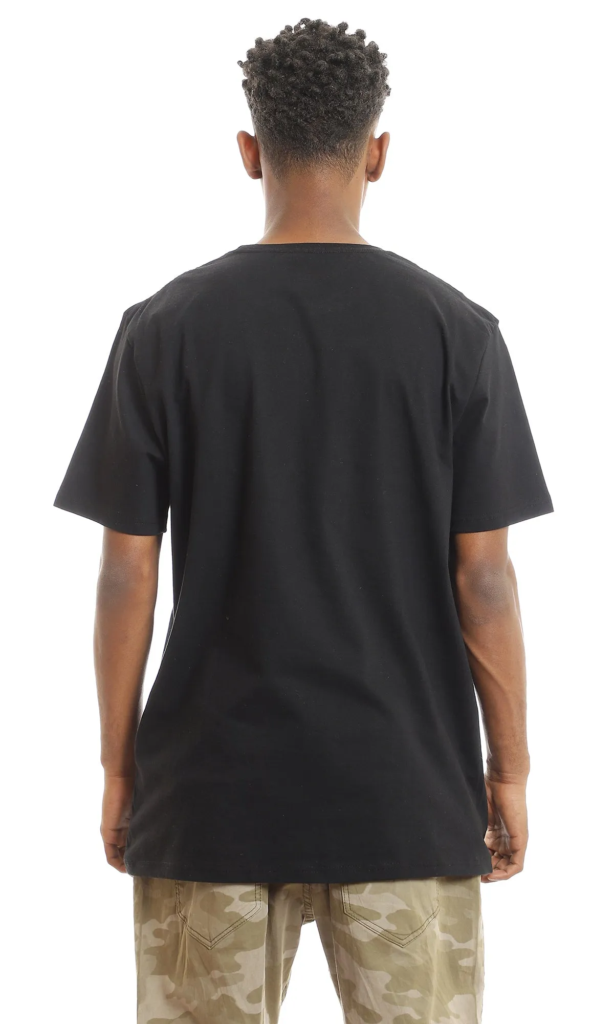 97739 Chest Print "Intelligence" Black Slip On Tee