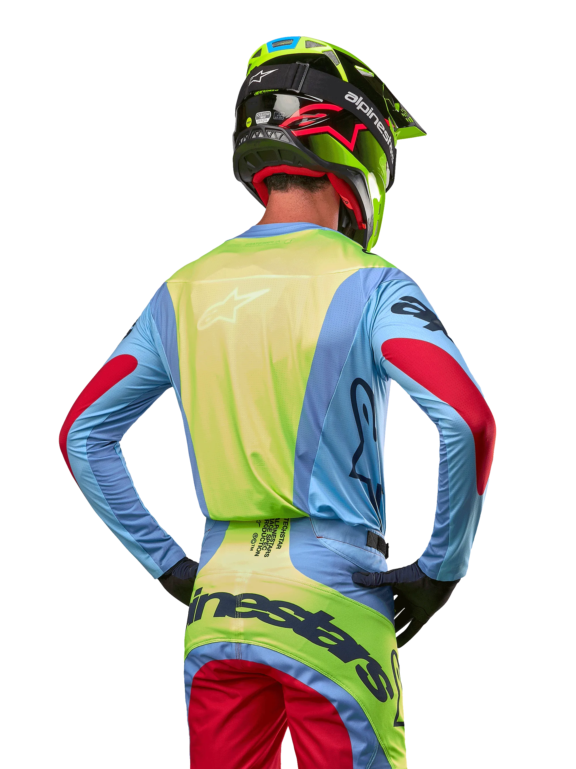 ALPINESTARS 2025 RACER HOLLOW JERSEY - LIGHT BLUE/YELLOW FLUO/RED BERRY