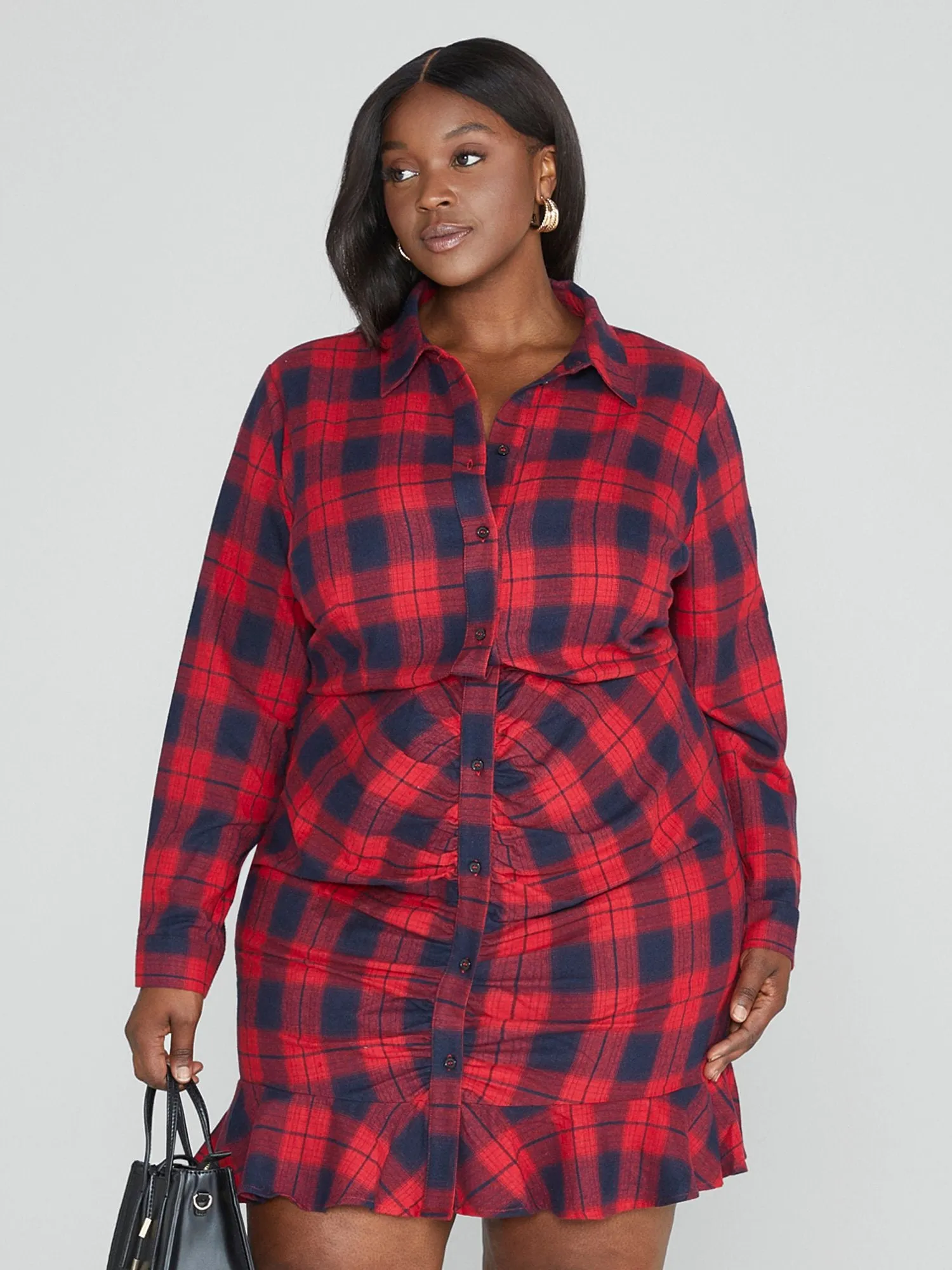 Carissa Ruched Plaid Dress