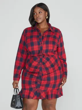 Carissa Ruched Plaid Dress
