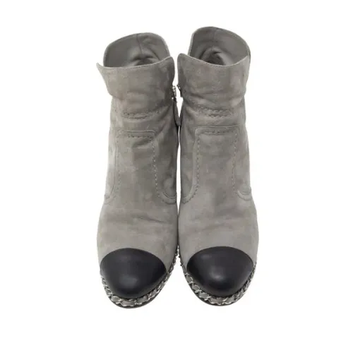 Chanel Chain-Link Wedge Booties