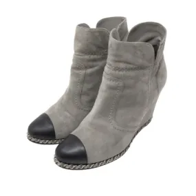Chanel Chain-Link Wedge Booties