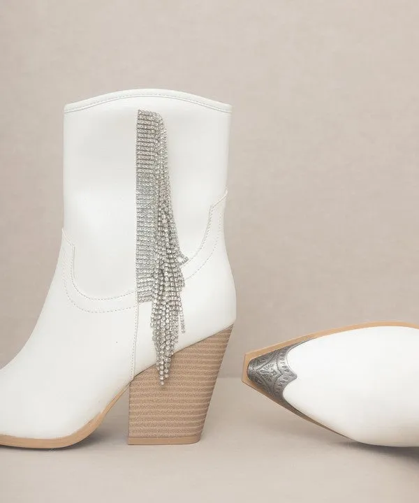 Chic Rhinestone Fringe Fashion Shoes Boots