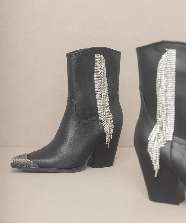 Chic Rhinestone Fringe Fashion Shoes Boots