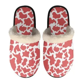 Cow Print on Demand Artwork Women's Fur Lined House Slippers