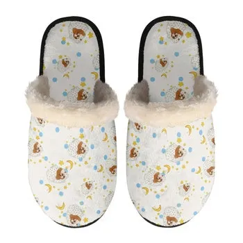 Cute Animals Print on Demand Artwork Women's Fur Lined House Slippers