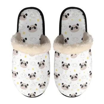 Cute Animals Print on Demand Artwork Women's Fur Lined House Slippers