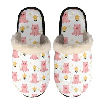Cute Animals Print on Demand Artwork Women's Fur Lined House Slippers