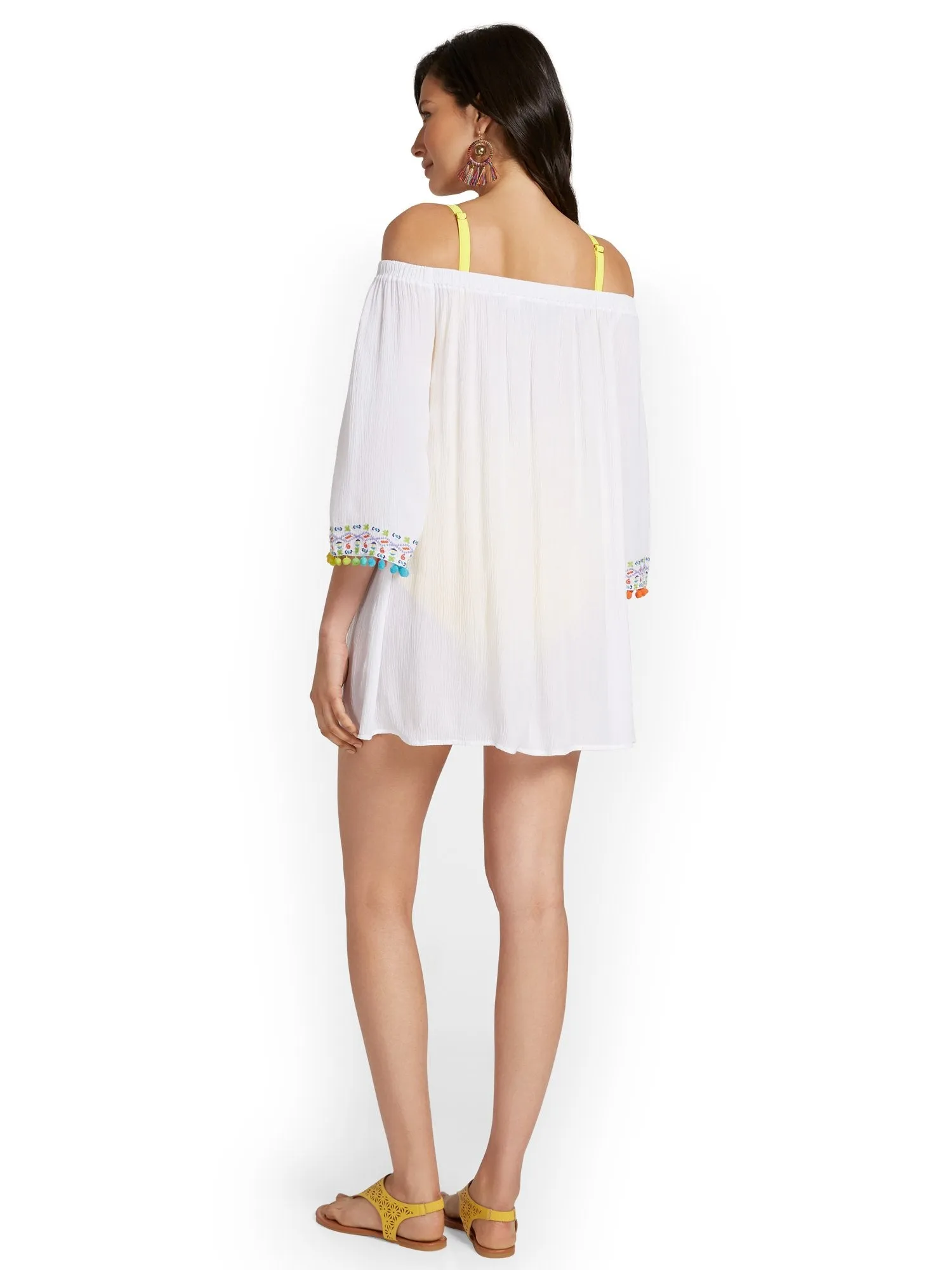 Embroidered Off-The-Shoulder Coverup - NY&C Swimwear