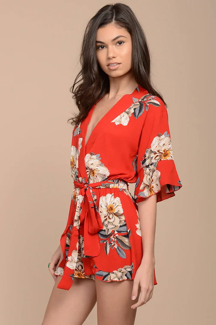Giavanna Floral Romper Red
