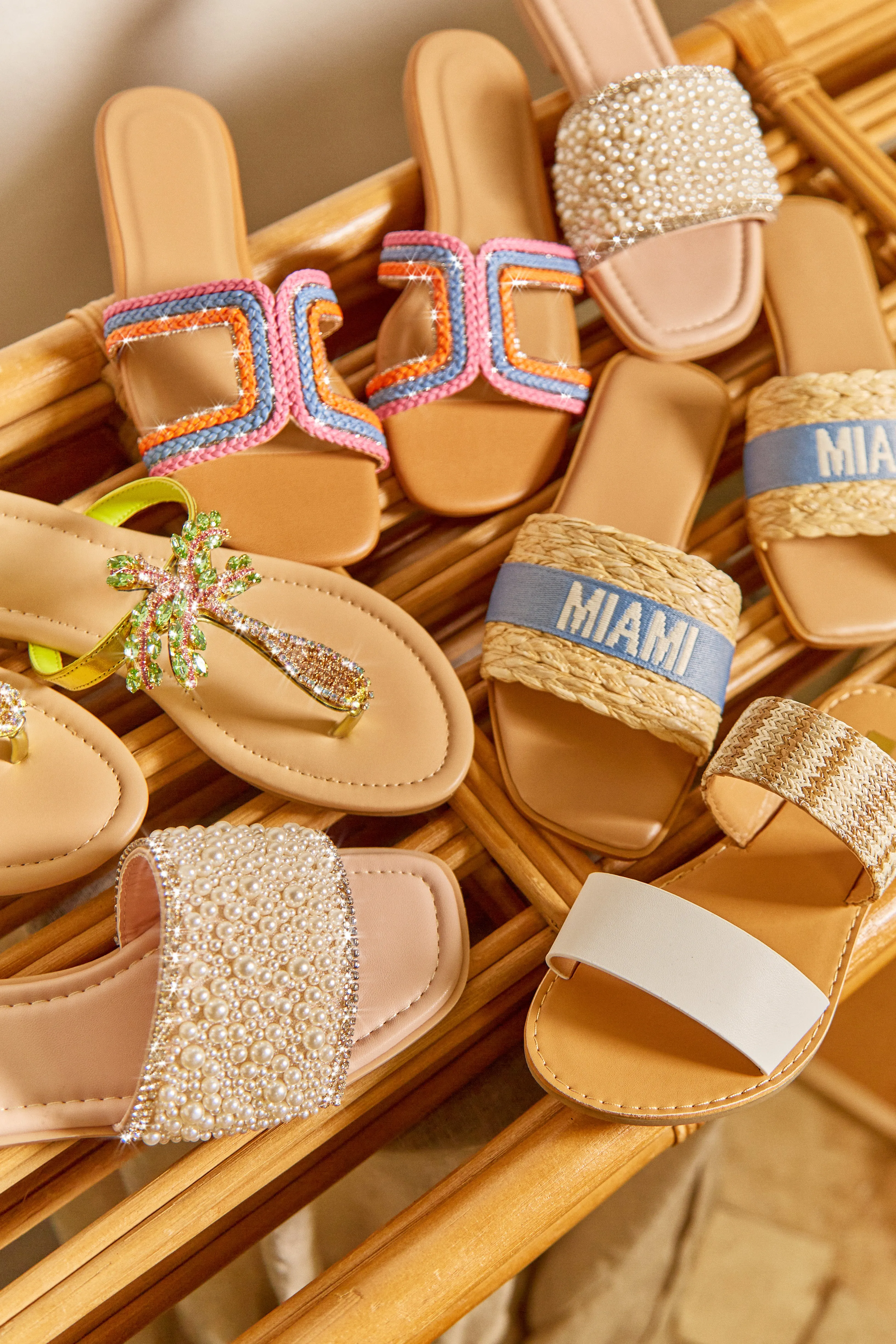 Hot Summer Nights Embellished Slip On Sandals - Green