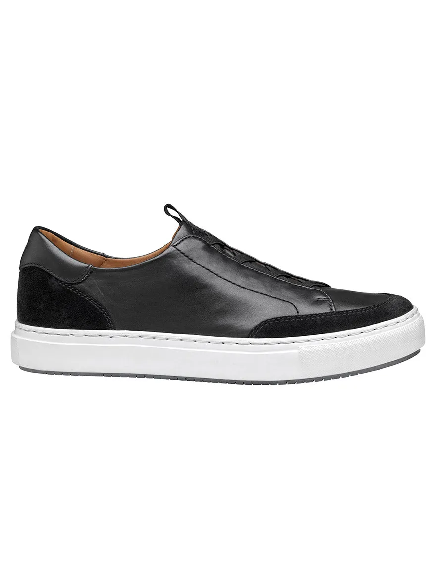 J & M Collection Anson Stretch Lace-to-Toe in Black English Suede/Sheepskin