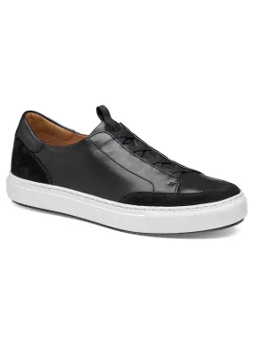 J & M Collection Anson Stretch Lace-to-Toe in Black English Suede/Sheepskin