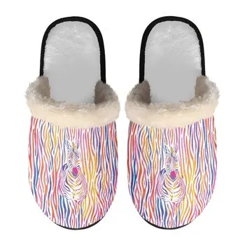 Koala, Bunny, Zebra Print on Demand Artwork Women's Fur Lined House Slippers
