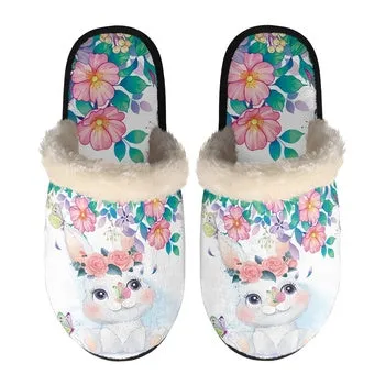 Koala, Bunny, Zebra Print on Demand Artwork Women's Fur Lined House Slippers