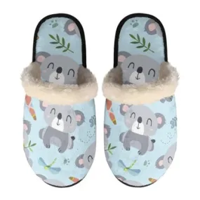Koala, Bunny, Zebra Print on Demand Artwork Women's Fur Lined House Slippers
