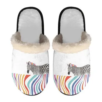 Koala, Bunny, Zebra Print on Demand Artwork Women's Fur Lined House Slippers