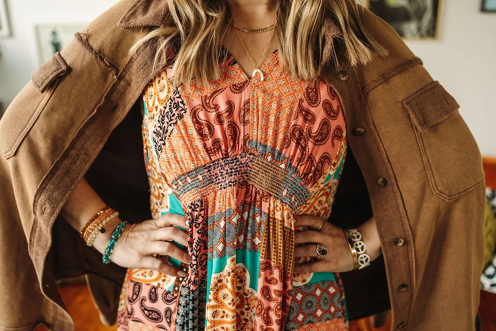 madeline dress in rust