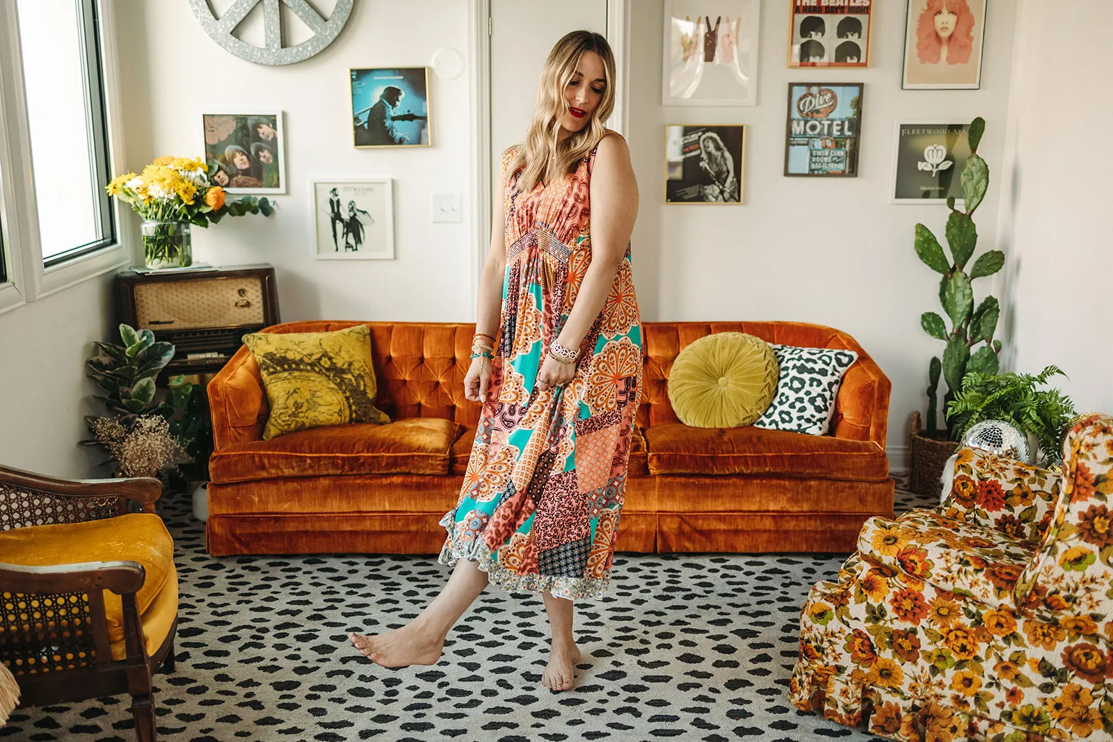 madeline dress in rust