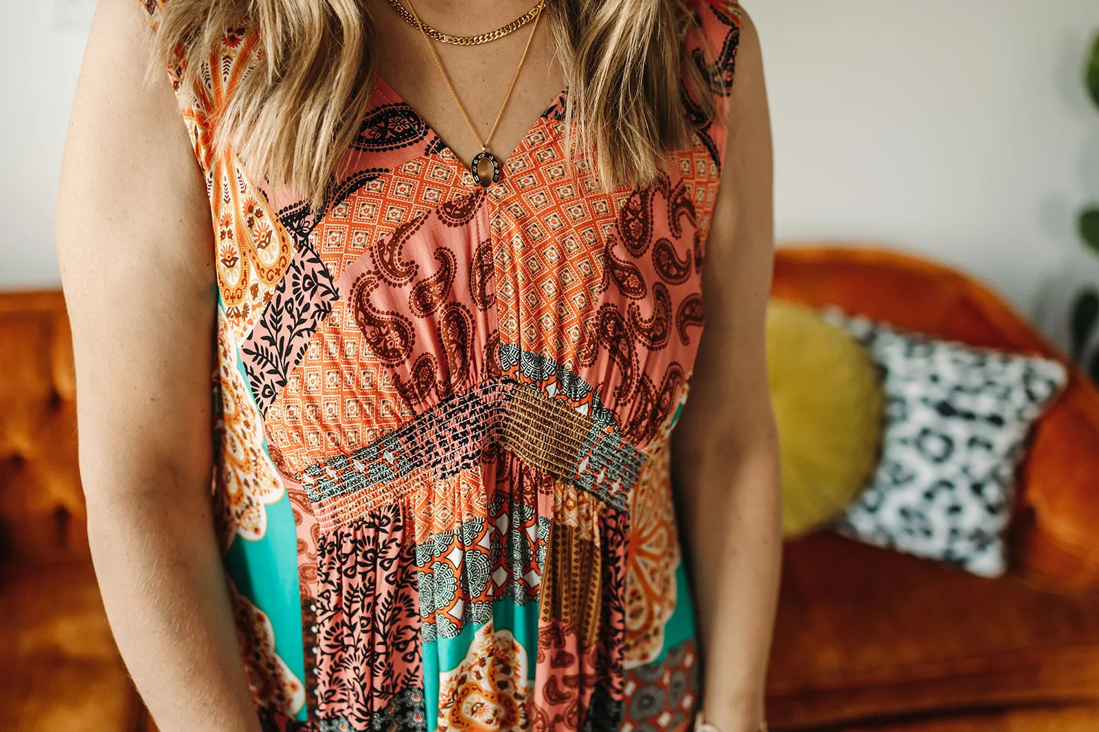 madeline dress in rust