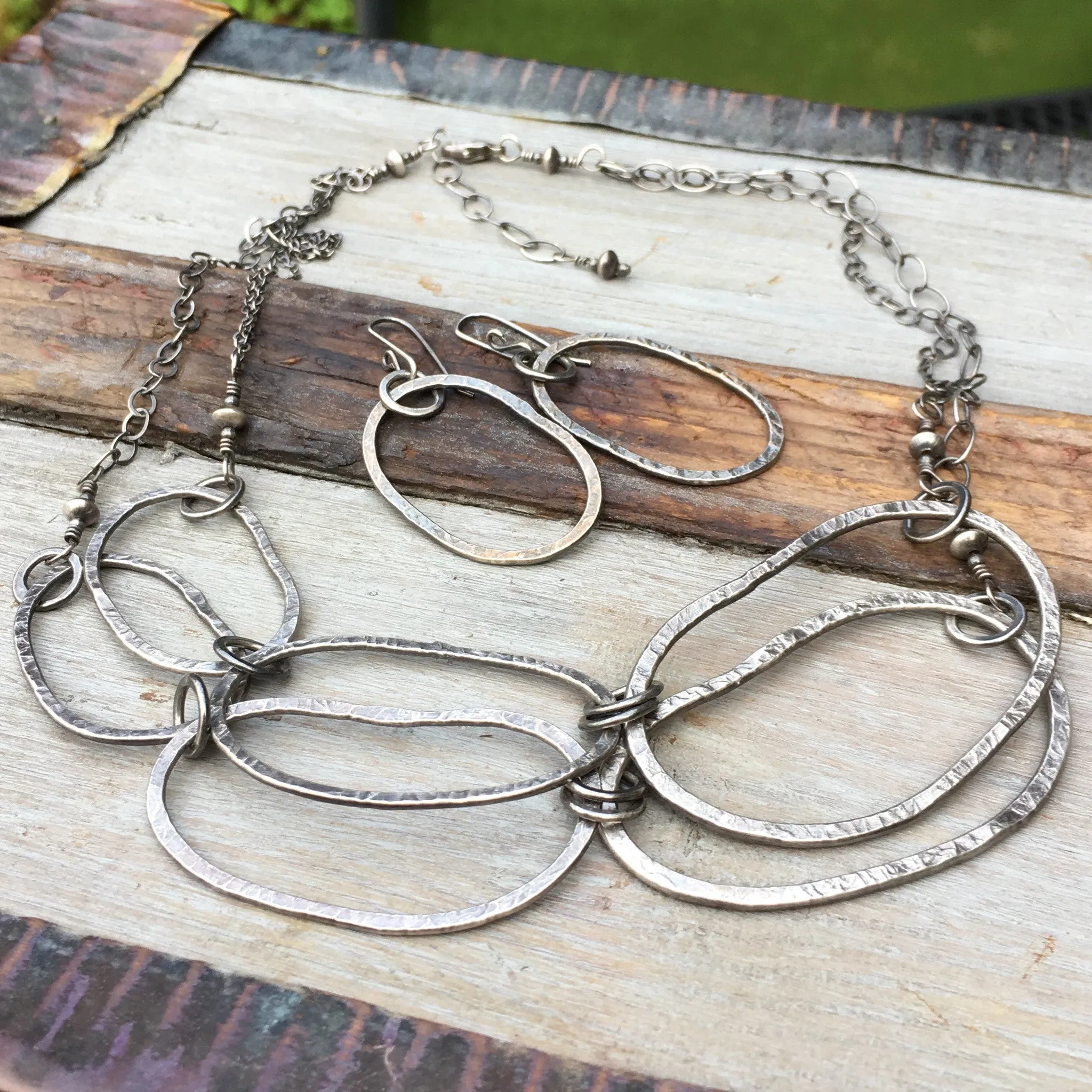 Riverstone Earrings ~ Large Oxidized