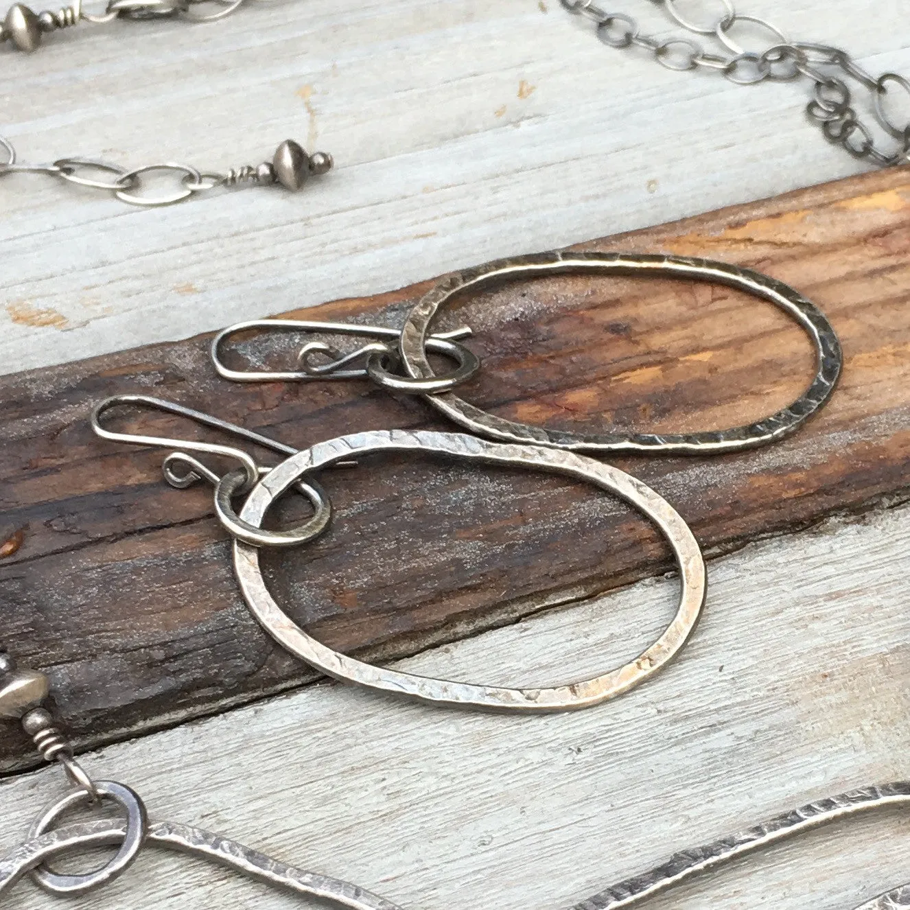 Riverstone Earrings ~ Large Oxidized