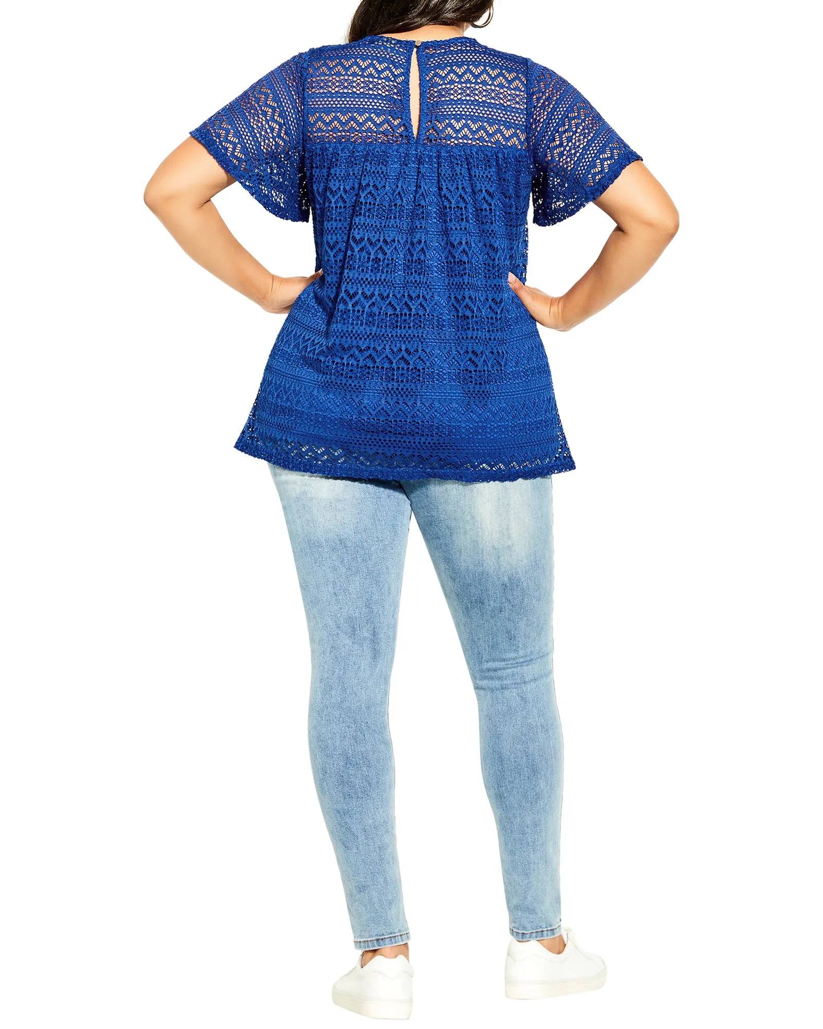 Serenity Coral Crochet Boho Top | Royal Blue