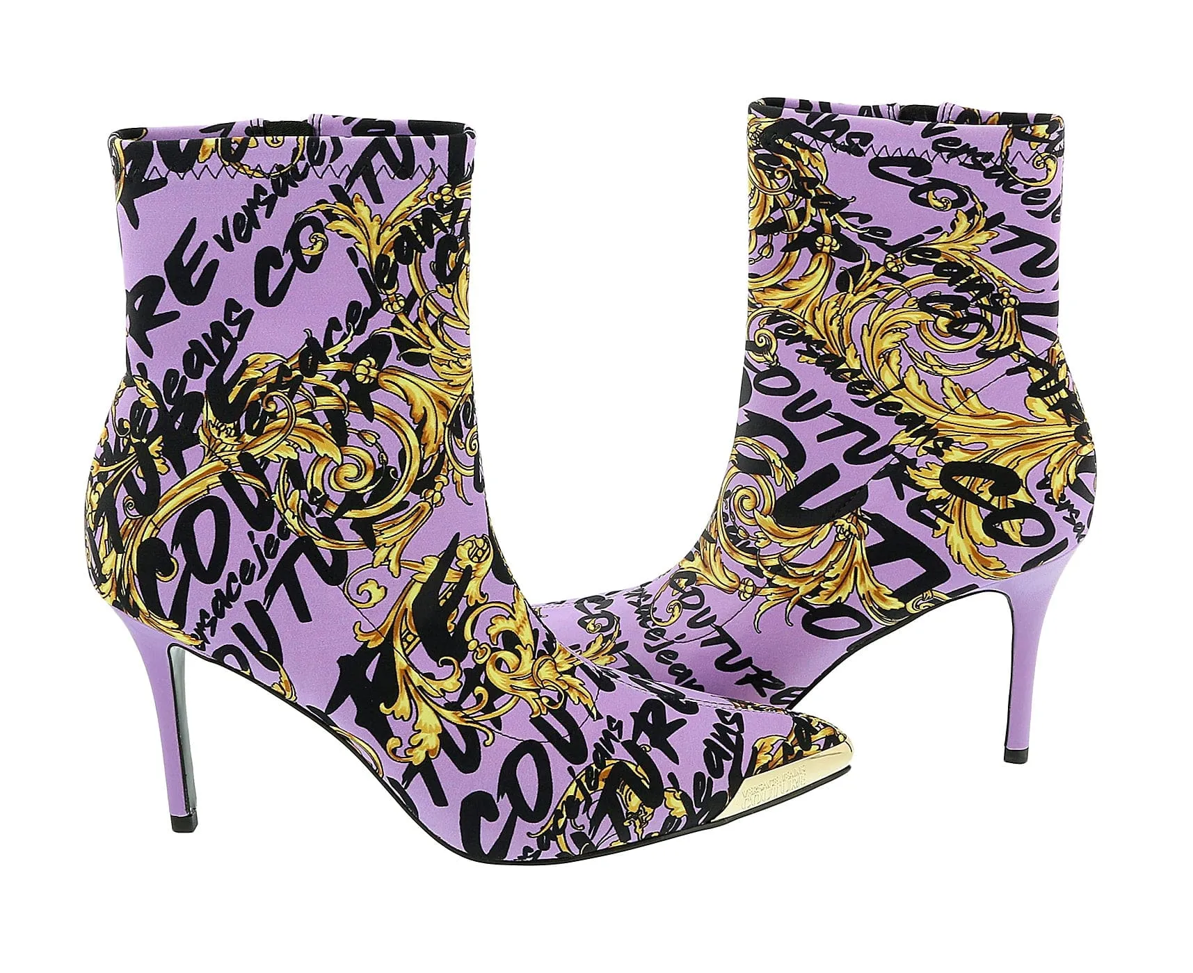 Versace Jeans Couture Purple Side Zip Cap Toe Ankle Boot-