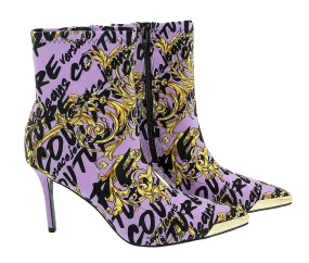 Versace Jeans Couture Purple Side Zip Cap Toe Ankle Boot-