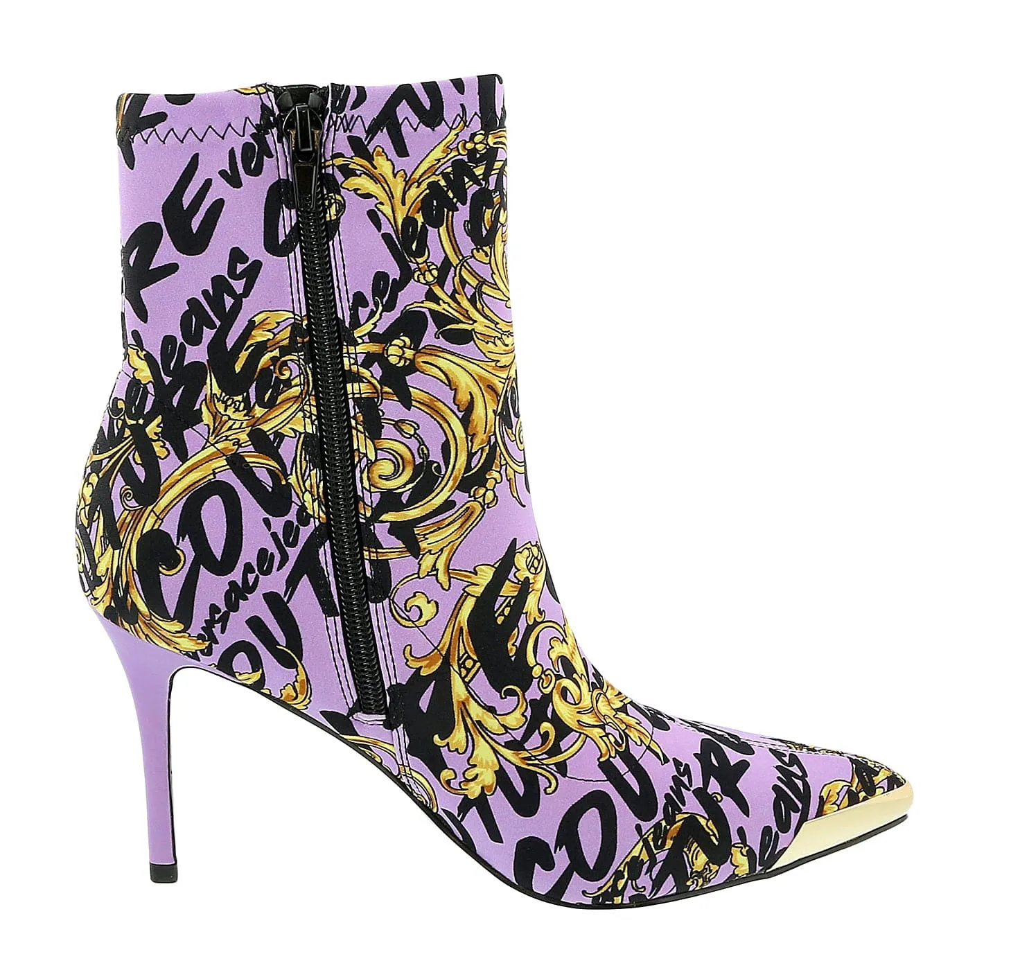 Versace Jeans Couture Purple Side Zip Cap Toe Ankle Boot-