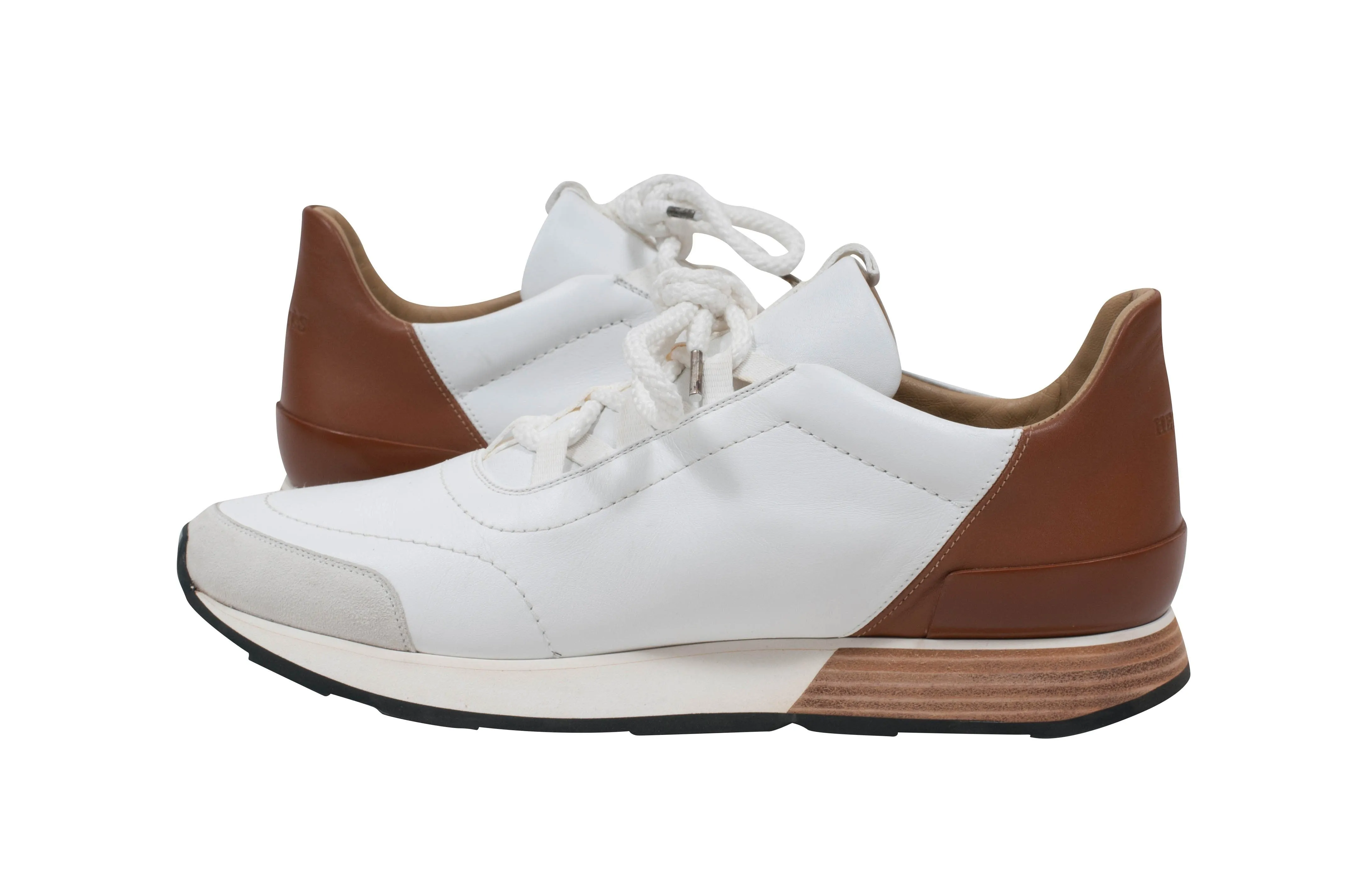 White & Brown Low Top Miles Sneakers