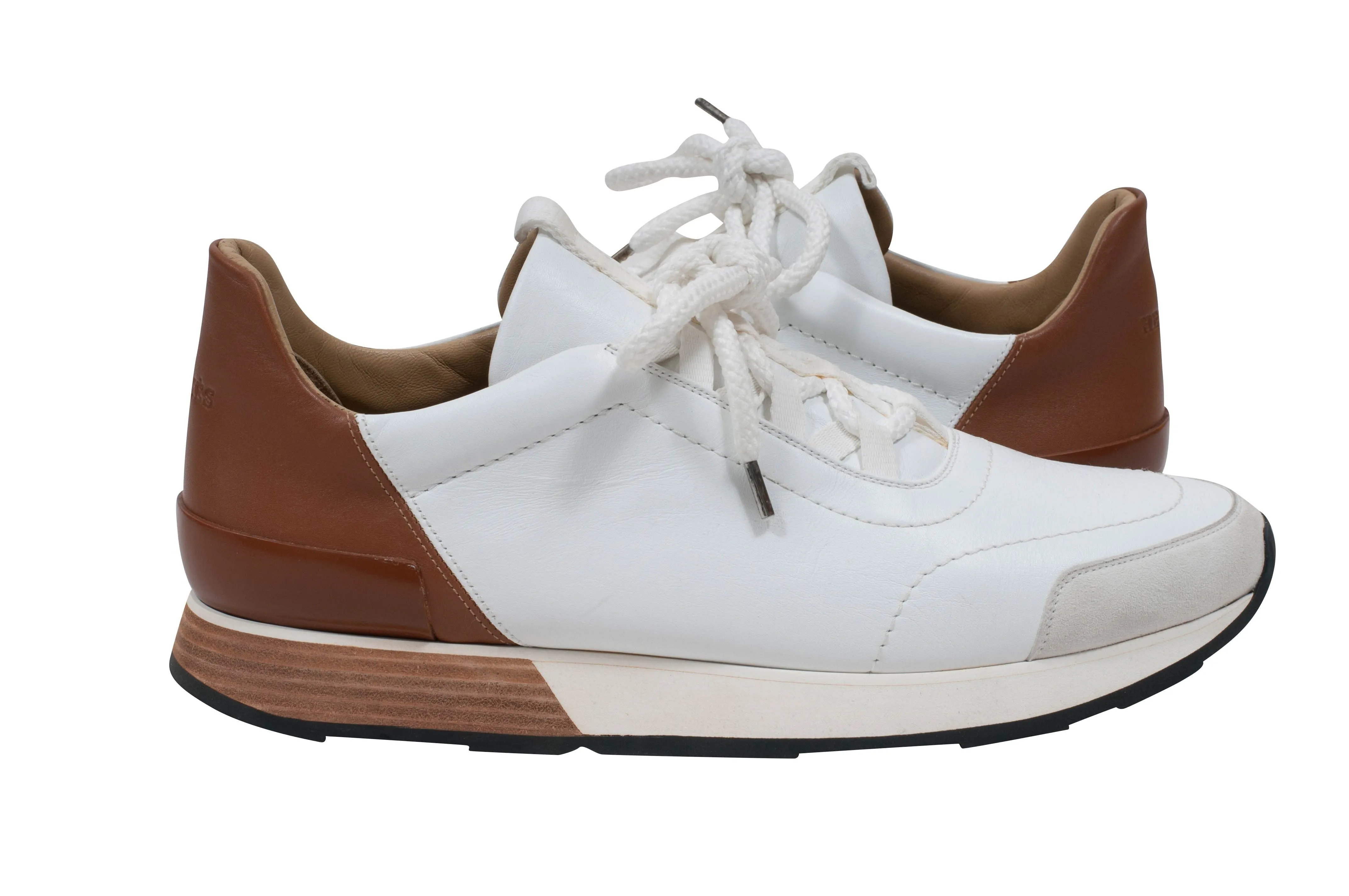 White & Brown Low Top Miles Sneakers